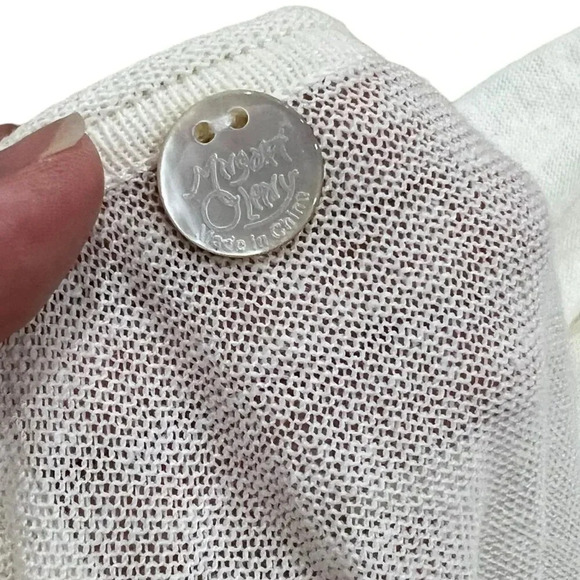 Margaret O’Leary Ivory Semi Sheer Knit Linen Tunic Top M - Picture 4 of 4